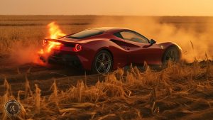 YouTuber brennt Ferrari F8 ab Ferrari Acker Field Feuer auf dem Feld Feuerwehr kann nichts mehr retten