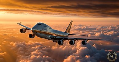 Flug von West nach Ost ist schneller. Reisen in die USA dauern länger als Reisen von den USA nach Deutschland. Boeing 747 sunset